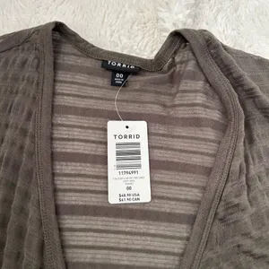 NWT Womens Plus Size Torrid Slub Drape Front Cardigan Dark Brown Size 00 thumbnail 5