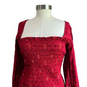 Free People Ruby Combo Two Faces Smocked Mini Dress Red Boho‎ Small NWT thumbnail 3