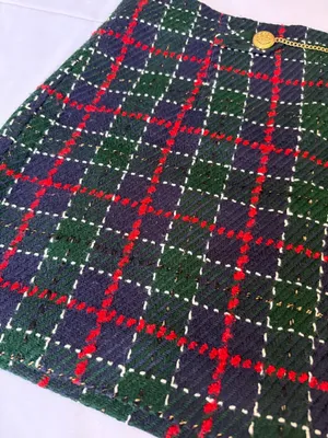 Zara Blue Green Red Tartan Plaid Knit Mini Skirt Size Large thumbnail 6