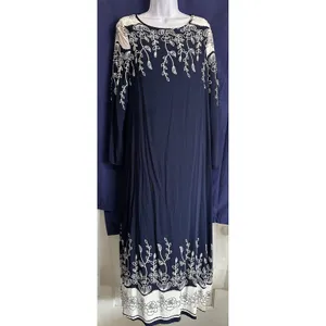 Emery Rose Navy Blue Boho Floral Maxi Dress - Size L thumbnail 2