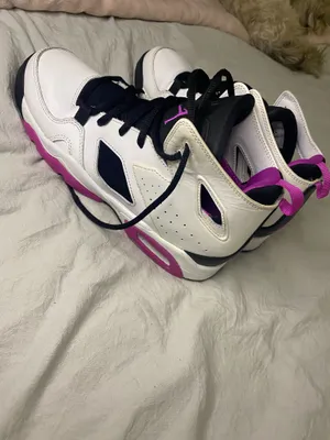 Nike Air Jordan Flight Club 91 Sneakers White Fuchsia Pink Girls Size 6Y thumbnail 4