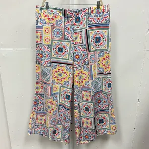 Eloquii Women’s Boho Mosaic Print Cotton Wide Leg Cropped Pull On Pants‎ Sz 20 thumbnail 2
