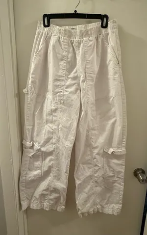 Cotton On White Men's Cargo Drawstring Pants thumbnail 1