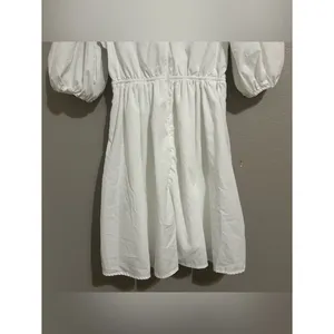 Abercrombie & Fitch White Puff Sleeve Cottagecore Mini Dress Women’s Size Medium thumbnail 8