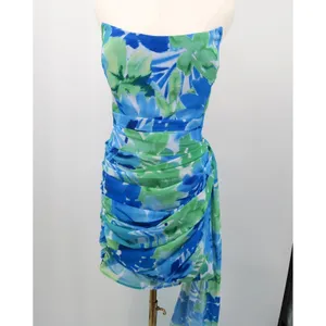 Runaway The Label Zayla‎ Mini Dress Blue Floral Strapless Ruched XXL NEW thumbnail 9