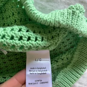 Weworewhat Green Cotton Crochet Open Knit Crop Tank Top Festival Beach Large thumbnail 5