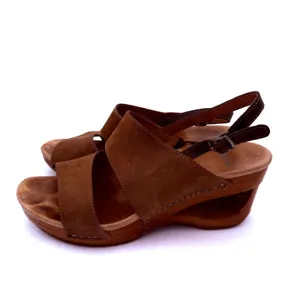 Dansko Women's Leather Tamia Brown Wooden Wedge Heels Size 39 / 9 thumbnail 4