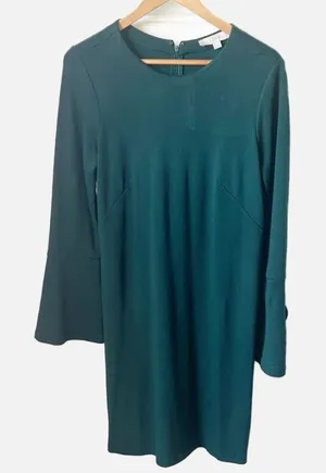 NWT Loft Green Dress w/Balloon Sleeve Size 10 thumbnail 1