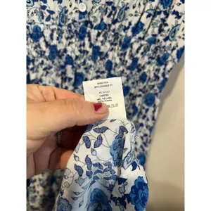 Abel‎ The Label Blue White Floral Midi Dress L Wrap V Neck Cottagecore Boho thumbnail 5