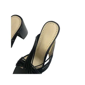 Adrienne Vittadini Annalee‎ Sandals Sz 8.5 Black Slip On Open Toe Block Heel thumbnail 4