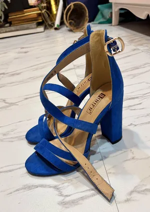 Blue Suede Block Heels Size 6 thumbnail 1