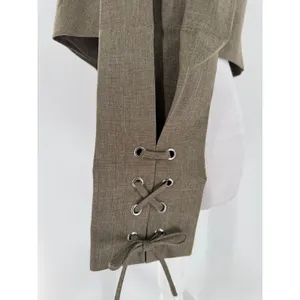 Miss Selfridge ASOS Cropped Blazer US 4 Taupe Double Breasted Lace Up Sleeves thumbnail 4