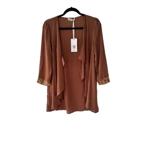 Grace Karin Brown‎ Open Front Waterfall Cardigan Sequin Cuff Brown Medium NEW thumbnail 7