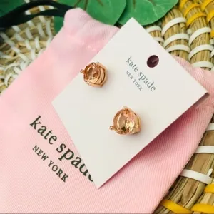 Kate Spade Peach Round Stud Earrings Sparkle Crystal Studs NWT thumbnail 3