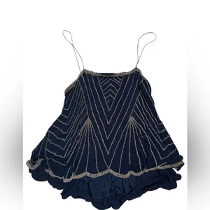 Free People Navy Beaded Spaghetti Strap Top thumbnail 5