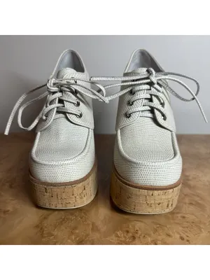 Jeffrey Campbell Shaggin White Embossed Platform Oxford Heels Women's 7M thumbnail 3