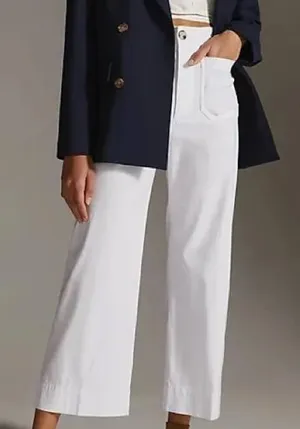 Anthropologie Maeve Colette Pants Womens 29 White Wide Leg Cropped thumbnail 1