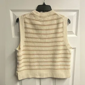 NWOT French Connection Striped Sweater Vest W/ Metallic Shimmer Size Large thumbnail 4