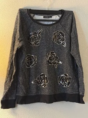 Apt. 9 Women's Gray Sequin Sweatshirt thumbnail 1