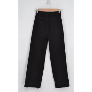 Reformation Stretch Flood Jeans Wash Black Womens 24 Wide Leg Raw Hem High Waist thumbnail 3