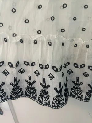 Derek Lam Crosby babydoll top eyelet white navy tie soft and pretty size 10 thumbnail 5