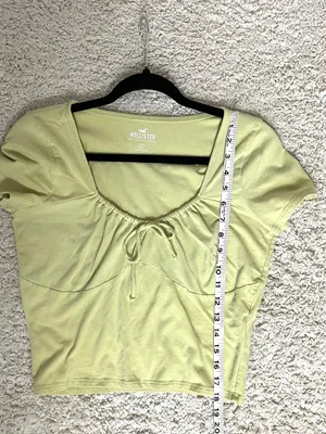 Hollister Lime Green Scoop-Neck Tie-Front Short Sleeve Top thumbnail 4