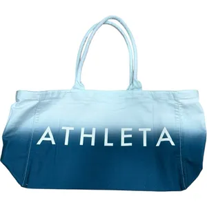 Athleta Oversized Ombré Canvas Tote Bag Blue White Large Beach Gym Travel 2024 thumbnail 1
