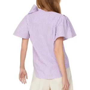 Adam Lippes x RTR Tie Neck Stripped Top in White/Purple, Size US 4​ thumbnail 3