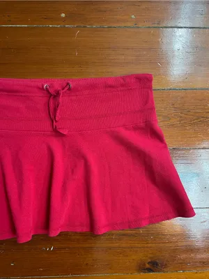 Vintage SO… So Real. So Right Y2K Red Cotton Micro Mini Skirt Sz M 💚🎀 thumbnail 5