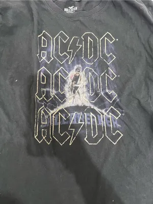 Hollister Black AC/DC Graphic Band T-Shirt Size Large thumbnail 2