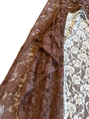 Free People FP One Solene Iced Chocolate High Low Maxi Skirt Stretch Lace NWT thumbnail 9