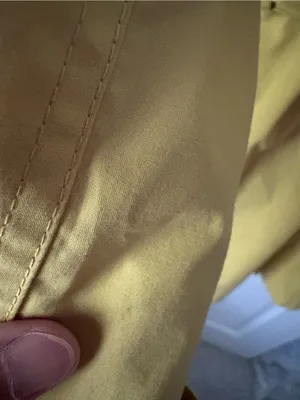 Gallery Mustard Double-Breasted cotton Trench Coat Belted tiny point stain sz XS thumbnail 6