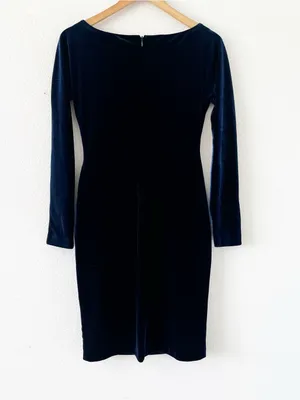 Lauren Ralph Lauren Navy Blue Velvet Ruched Cocktail Dress thumbnail 8