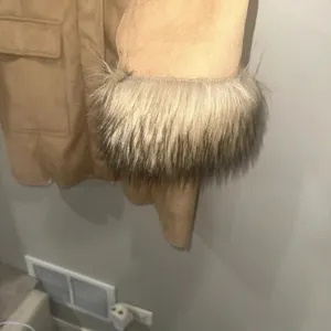 Vintage KC Collections Women’s XL‎ Beige Faux Fur Hooded Jacket Coat thumbnail 4