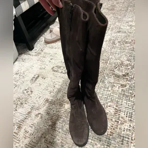 7 For All Mankind Over-the-Knee Suede Boots in Dark Brown thumbnail 3