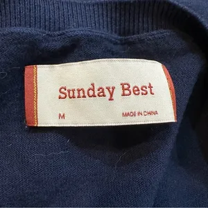 Aritzia Sunday Best Crewneck Long Sleeve Knit Pullover Sweater Navy‎ Size M thumbnail 7
