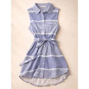 The Impeccable Pig Button-Down Sleeveless Dress - Blue & White - M thumbnail 3