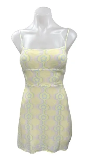 Aritzia Sun-Deh Yellow Floral Sleeveless Cami Camisole Mini A-line Dress Size XS thumbnail 1