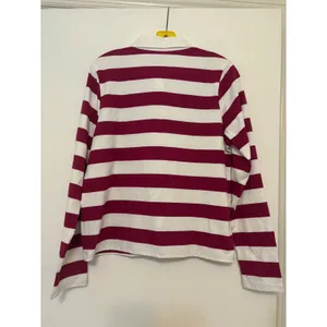 St. John's Bay Long‎ Sleeve Polo Shirt Magenta Jewel Stripe Small NWT Rugby thumbnail 3