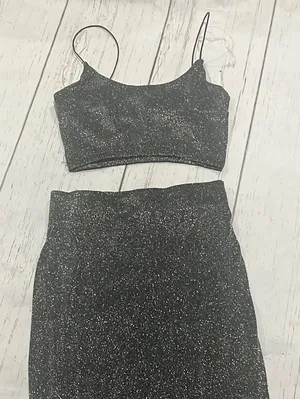 Love culture silver two piece bra and pencil skirt thumbnail 1