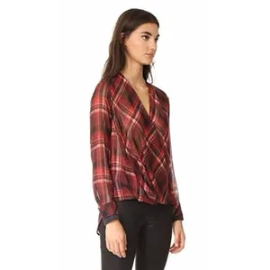 RAG & BONE Silk Victor Plaid Surplice Top Blouse Shirt Drapey High Low‎ Medium thumbnail 4