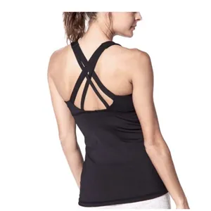 Lululemon Stash N Run Tank Top Built In Bra Size 4 Black Criss Cross Pockets thumbnail 2