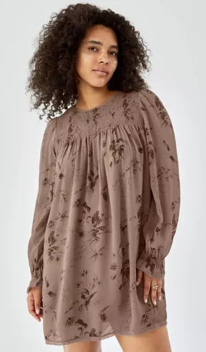 ARITZIA Wilfred Eden Floral Boho Dress Brown‎ Sz Small thumbnail 1