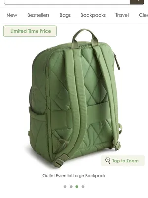 NWT Vera Bradley Quilted Olive Green Backpack thumbnail 3
