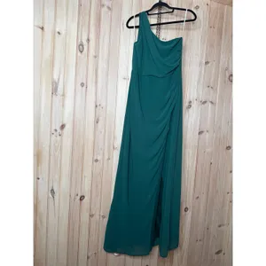 NWT Lulus Adeline Emerald One-Shoulder Scarf Maxi Dress Hoilday Party Gala Sz L thumbnail 2