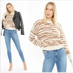 4Sienna Rebecca Zebra Print Sweater Top Brown Tan thumbnail 2