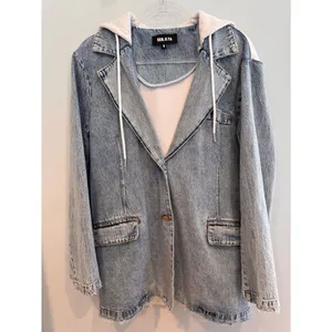 SER.O.YA Lawrence Denim Blazer Hoodie Jacket Size S thumbnail 2