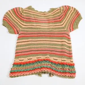 Polo Ralph Lauren Striped Pointelle Knit Sweater Tee Women S Crochet Multicolor thumbnail 3