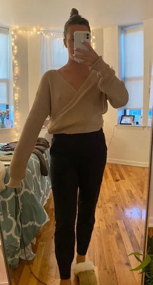 SheIn Cropped Crossover Sweater With Open Back thumbnail 3