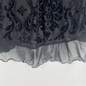 Maurices Black Sheer Floral Burnout Velvet Chiffon Lace Trim Open Front Cardigan thumbnail 10
